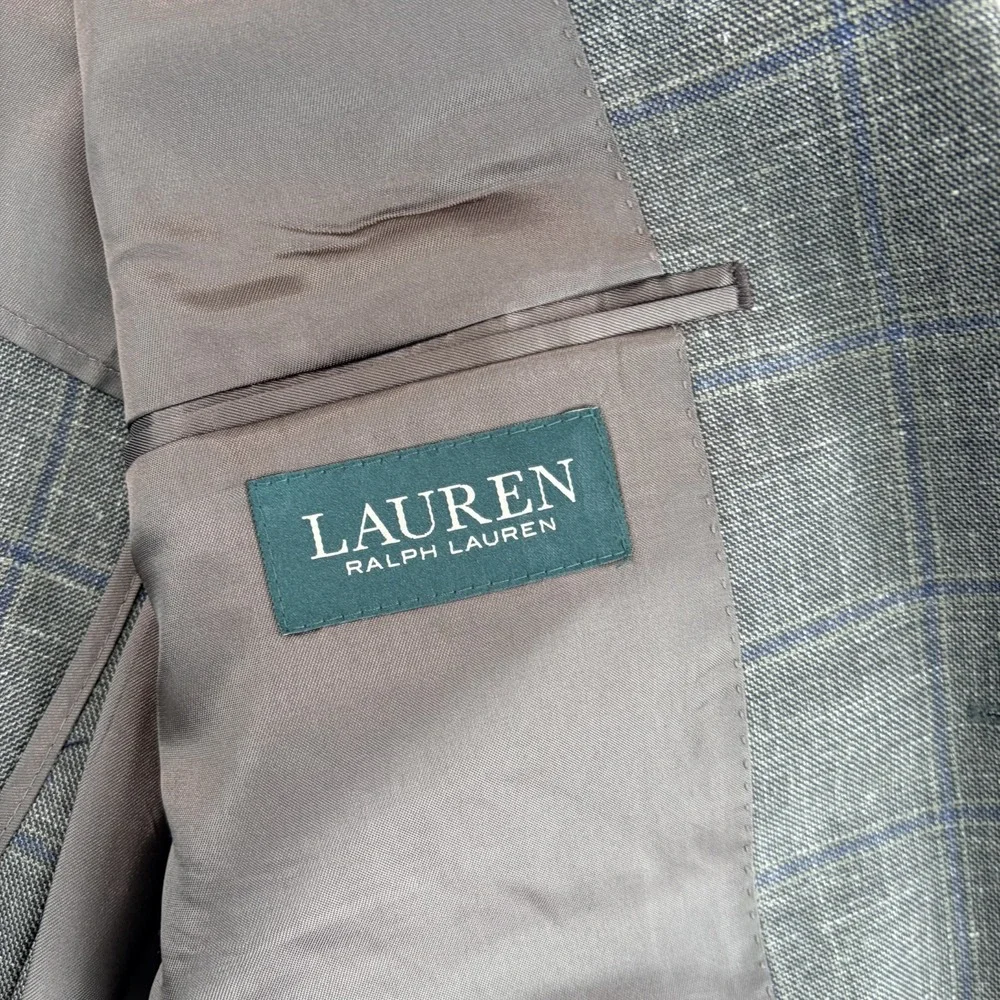 VTG Lauren Ralph Lauren Blazer Jacket Wool Silk Linen Blend WindowPane Men 38R